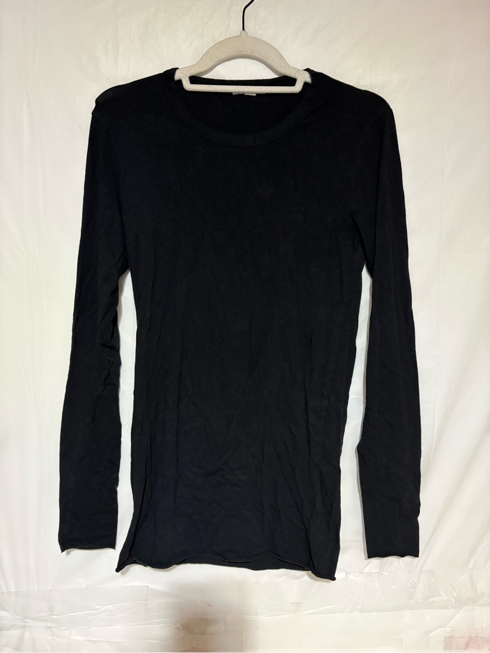 James Perse Black Slim Long-Sleeve Crewneck Top